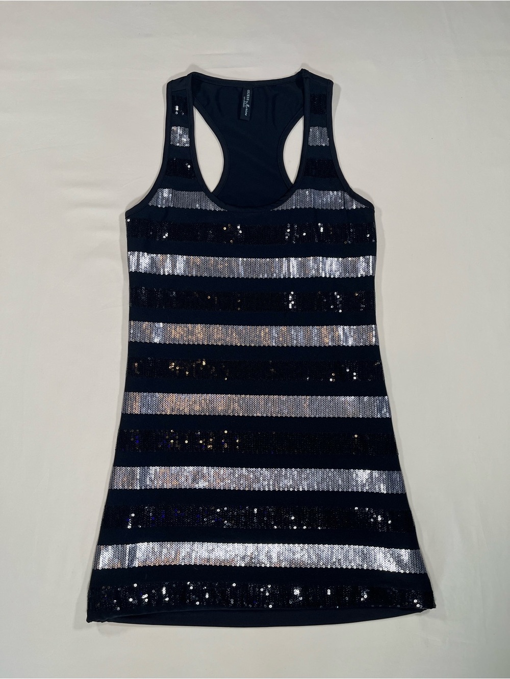 Guess by Marciano Striped Sequin Racerback Tunic tank